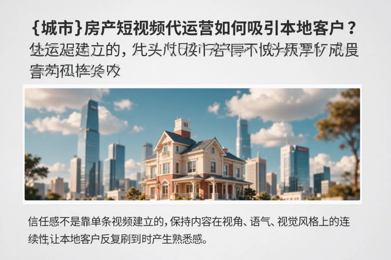 库尔勒房产短视频代运营如何吸引本地客户？
